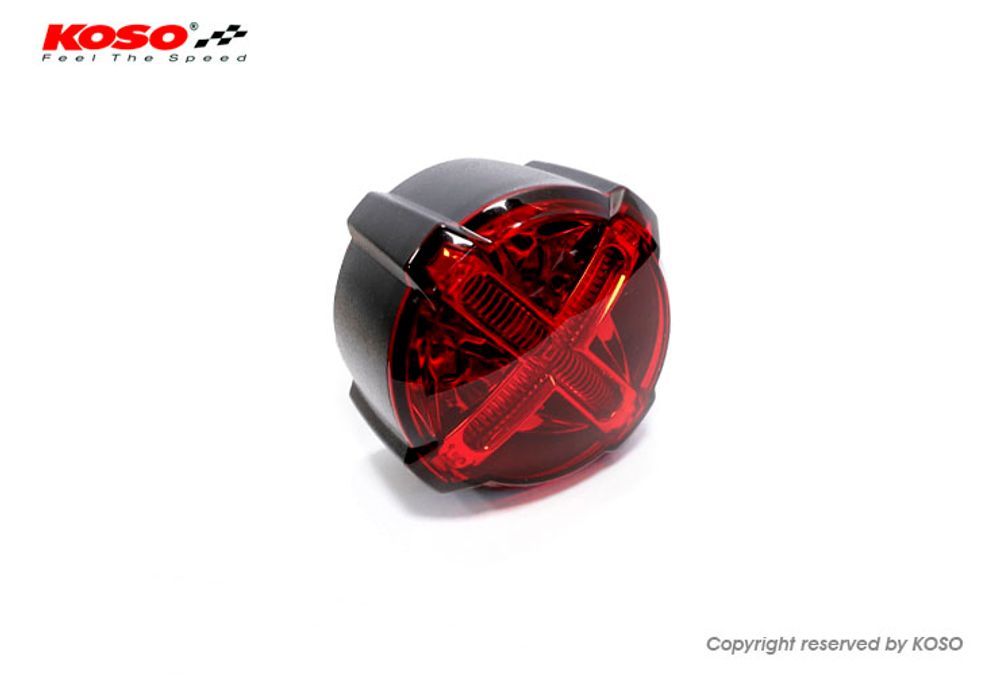 LED taillight with brake light function, GT-02 red glass E-tested