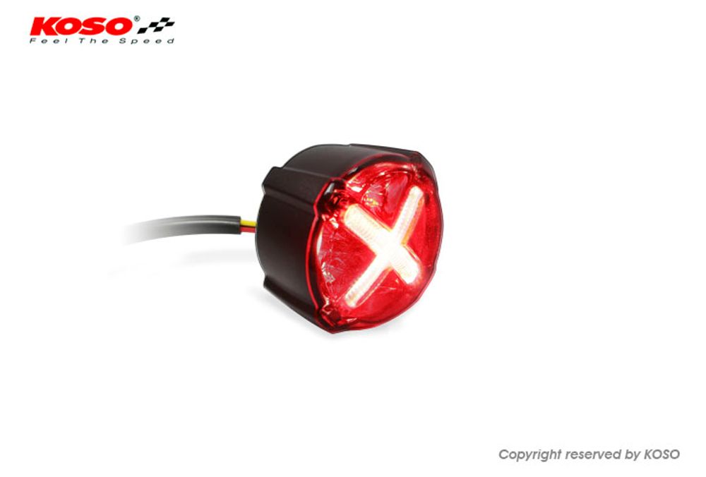 LED taillight with brake light function, GT-02 red glass E-tested