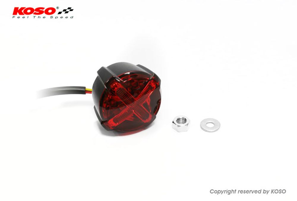 LED taillight with brake light function, GT-02 red glass E-tested