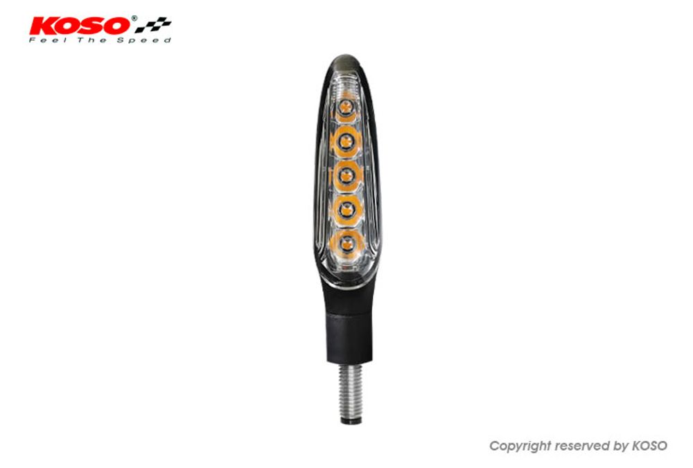 KOSO LED indicator Z4 with running light function, matt black, E-tested, 2 pieces in a set