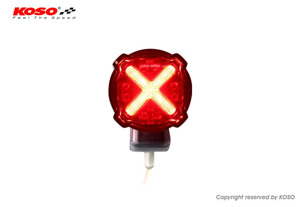 LED taillight with brake light function, GT-02S red glass E-tested with holder