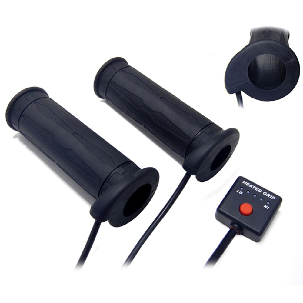 Heizgriffe 7/8 Zoll + 1 Zoll L=130mm mit externem Switch - schwarz