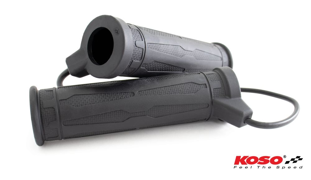 Heated grips 1 inch + 1 1/8 inch L=130mm with external switch - black