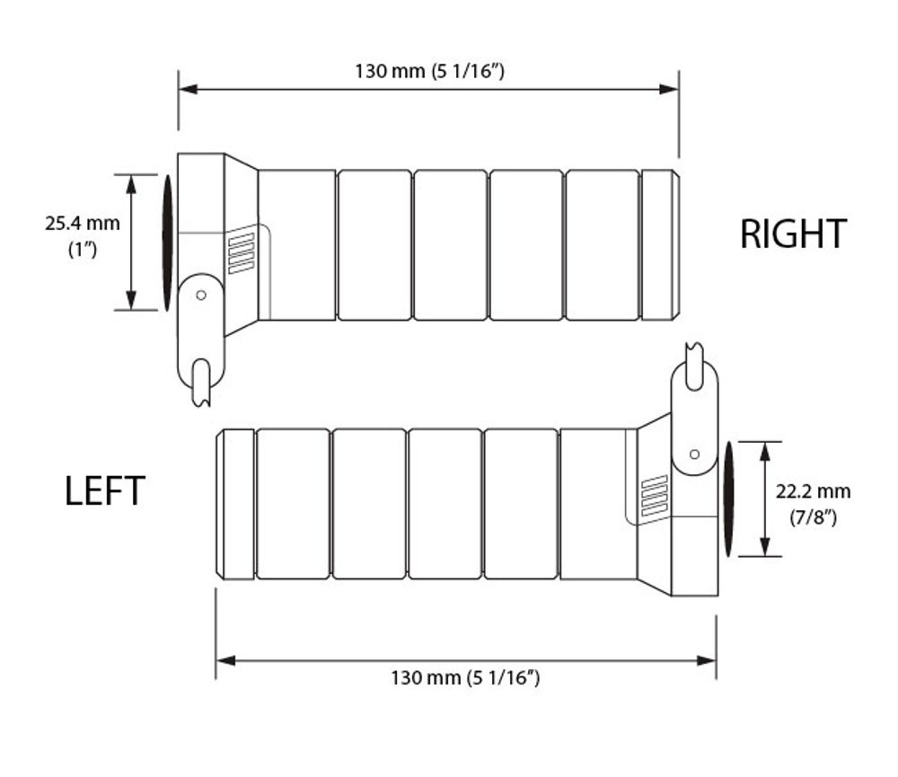 Titan heated grips 7/8 inch + 1 inch L=120mm with external switch - chrome