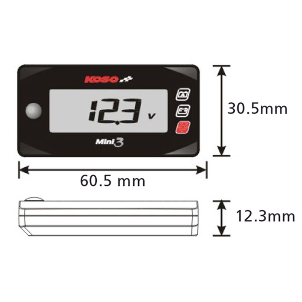 Mini 3 Style Meter mit Ampere & Volt Funktion