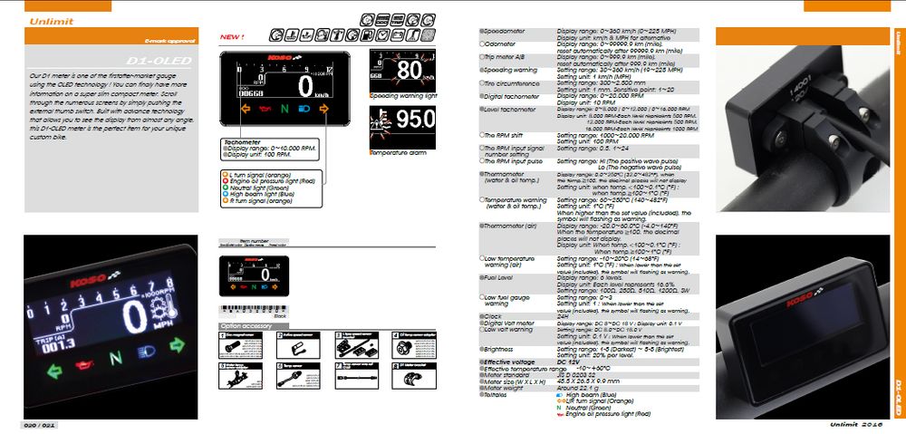 Anbauanleitung D1-OLED (schwarz) ABE Tachometer + Drehzahlmesser digital mit ABE/KBA