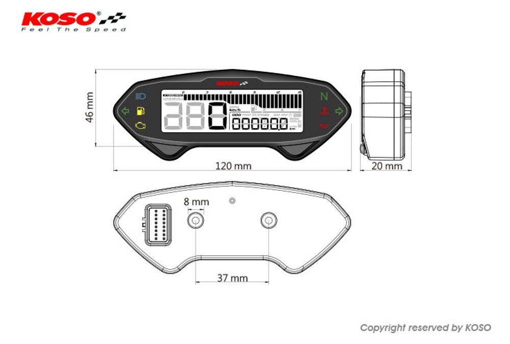 DB01RN Tachometer mit Drehzahlmesser, mit E-Zeichen mit ABE