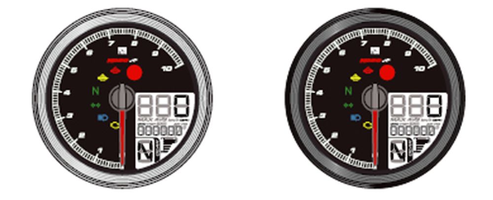 KOSO TNT-04 Drehzahlmesser /Tachometer mit schwarzem Ring mit ABE/KBA positive LCD