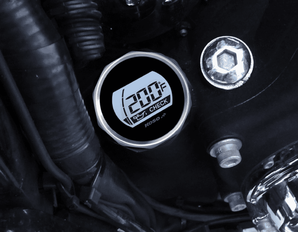 Koso Harley Davidson Ölmessstab Silbernes Gehäuse / positive LCD für 2007-2016 Touring Modelle