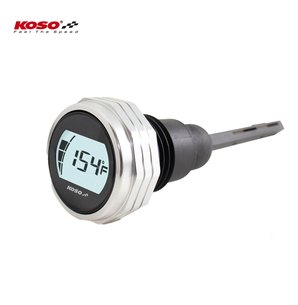 Koso Harley Davidson Ölmessstab Silbernes Gehäuse / positive LCD für 2007-2016 Touring Modelle