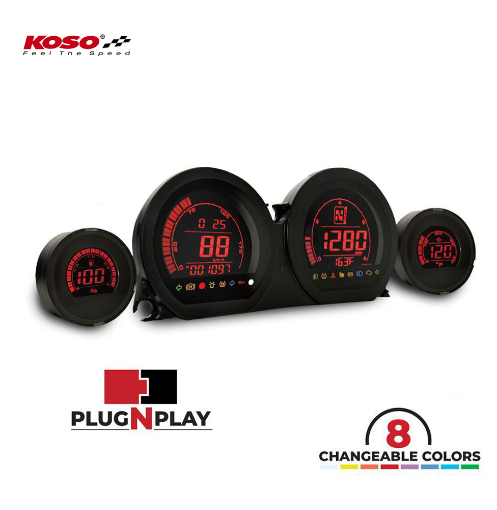 KOSO HD-03 | 4 Stück LCD-Kit (8 austauschbare Farben) | passend für Harley-Davidson® 2014-2023