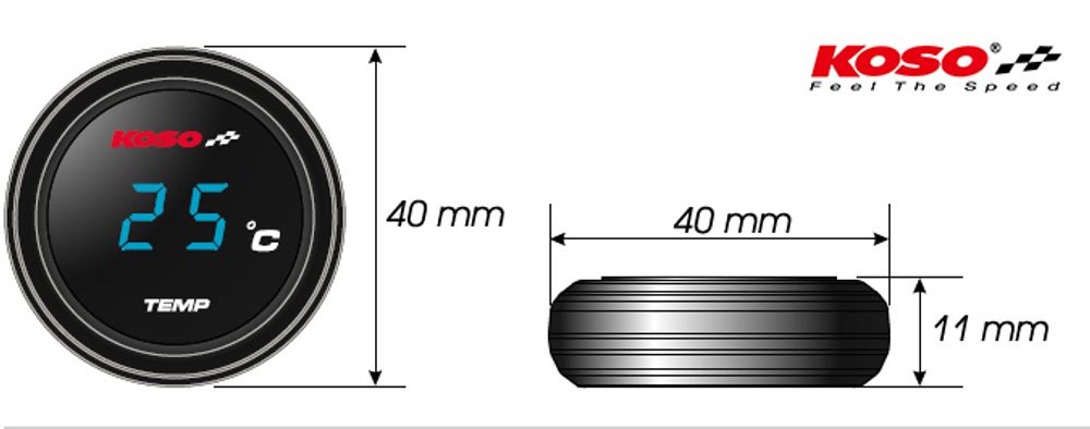 Koso Coin-Thermometer rote Anzeige