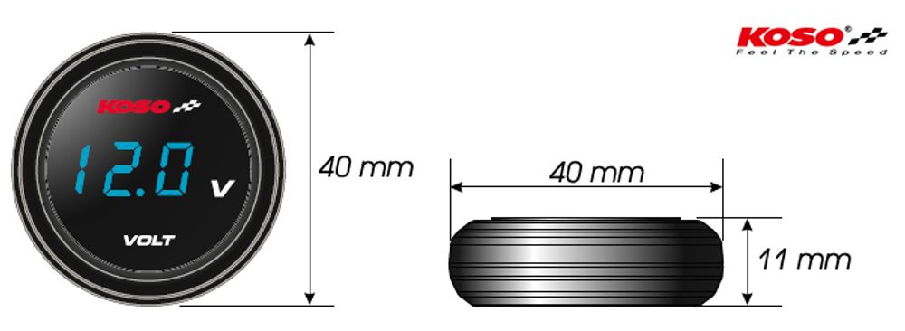 Koso Coin Voltmeter rote Anzeige