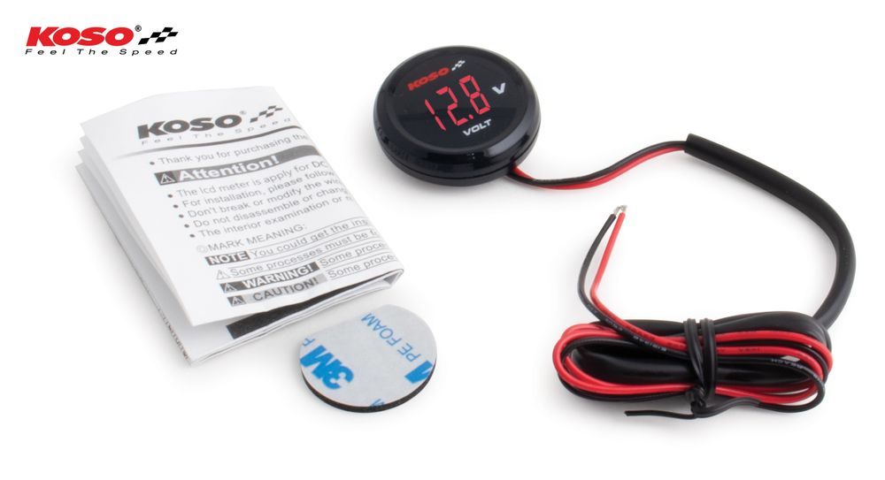 Koso Coin Voltmeter rote Anzeige