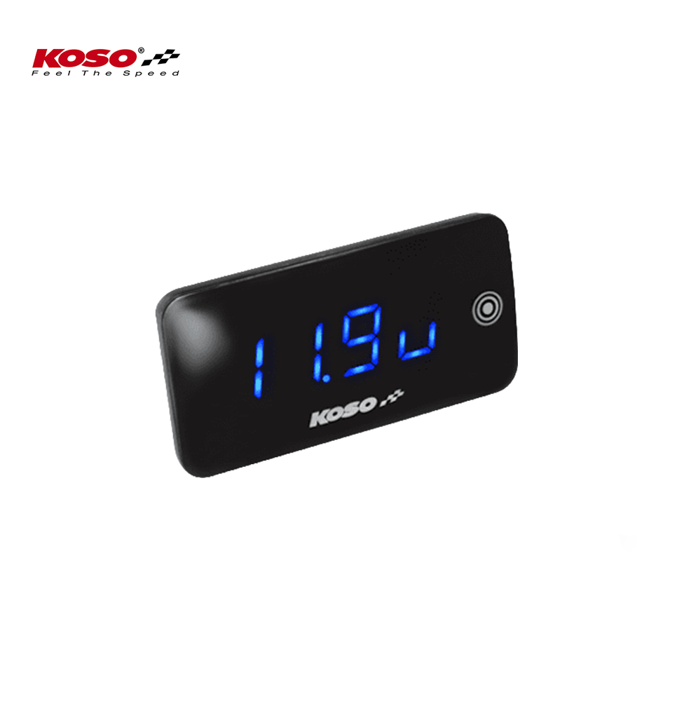 Slim Line New Generation Voltmeter + Thermometer Blau