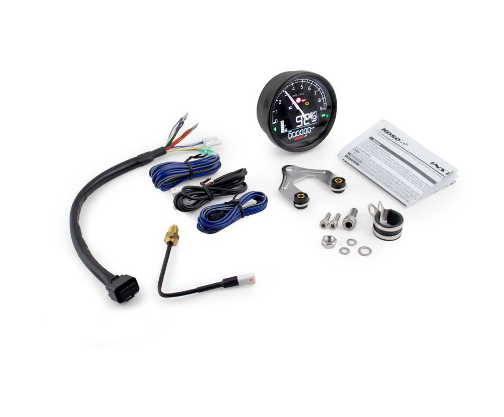 KOSO D80 passend für Harley Davidson® TNT-05 Tachometer / Drehzahlmesser Km/h, MPH ABE, schwarzer Ring