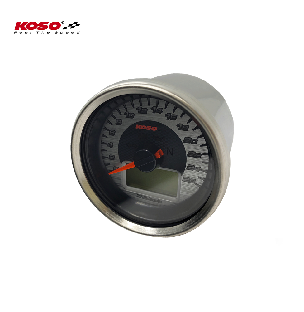 Chrome-Style Tachometer, Display chrom, blau beleuchtet, 0 - 260 km/h