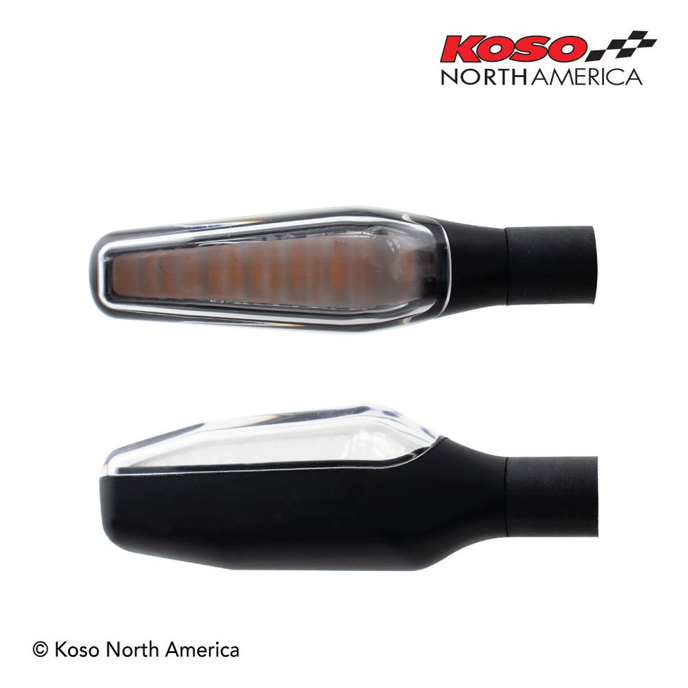 KOSO GW-04 indicators, E-approved, pair (2 pieces) tinted glass