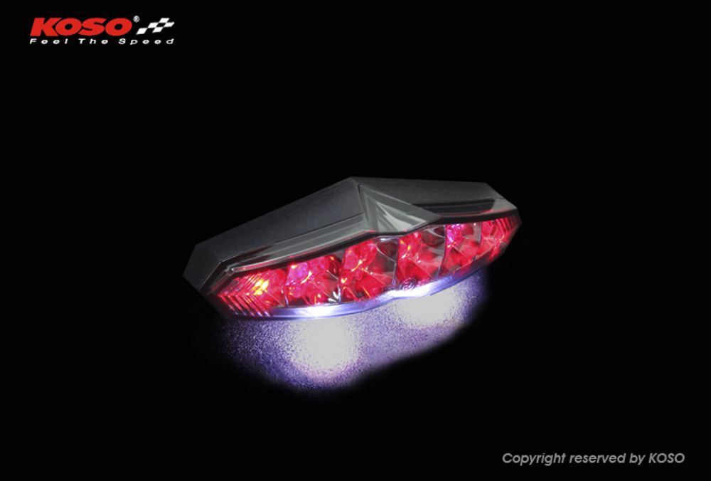 LED Ruecklicht - Koso Infinity mit Kennzeichenbeleuchtung - Rauchglas E-geprüft