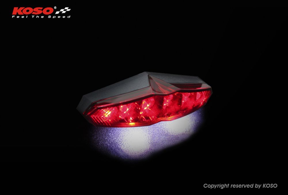 LED Ruecklicht - Koso Infinity mit Kennzeichenbeleuchtung -  rot E-geprüft