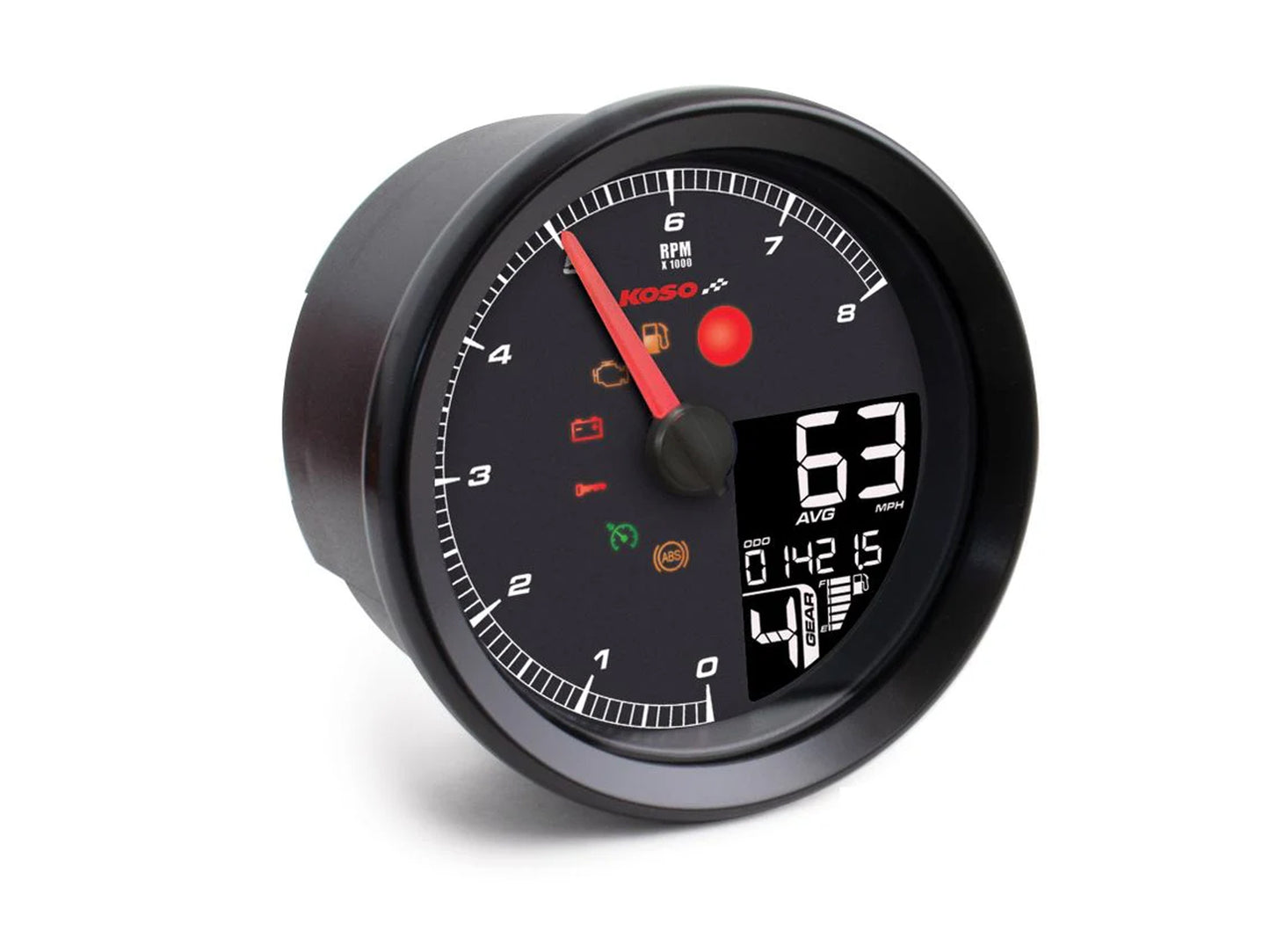 KOSO TNT-04 Drehzahlmesser /Tachometer mit schwarzem Ring mit ABE/KBA positive LCD