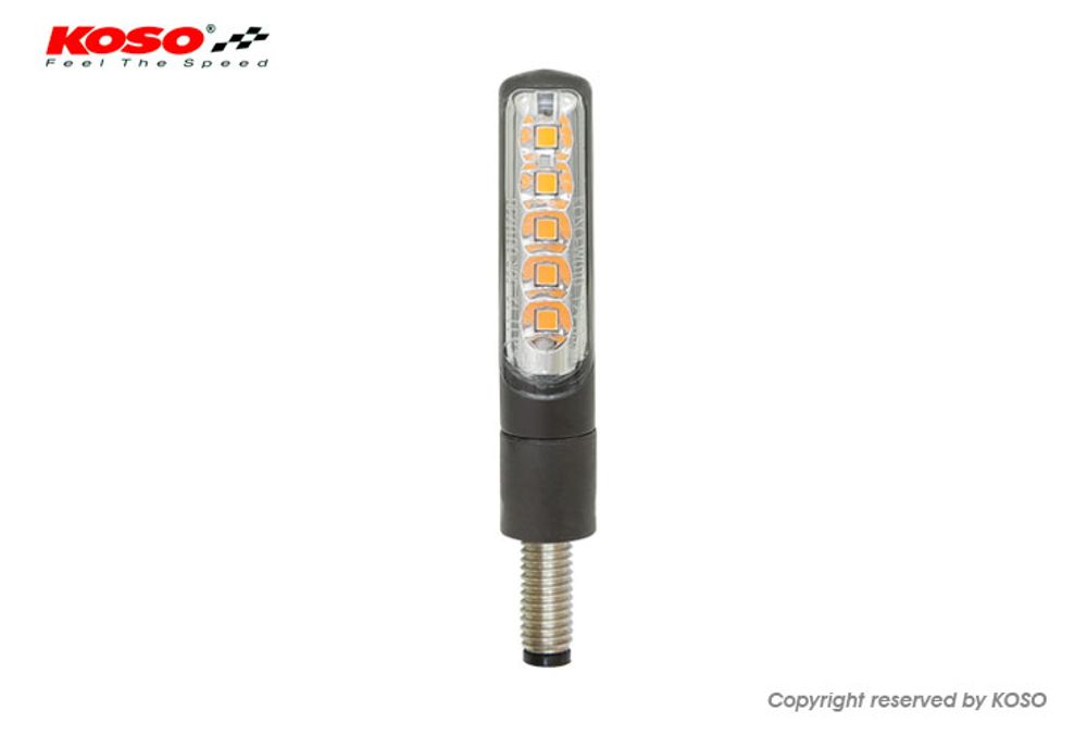 Koso LED indicator ELECTRO E-tested with running light function (black body/smoked glass)