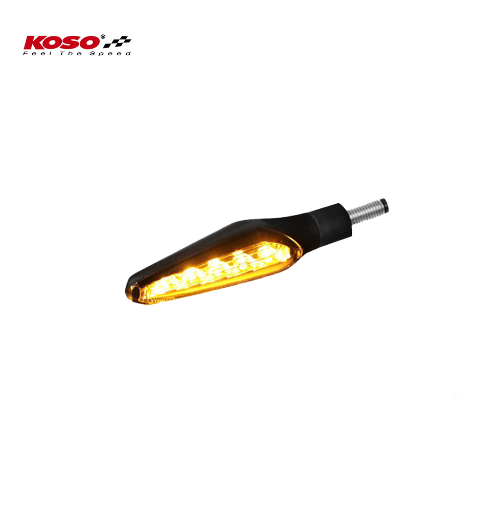 KOSO LED indicator Z4 with running light function, matt black, E-tested, 2 pieces in a set