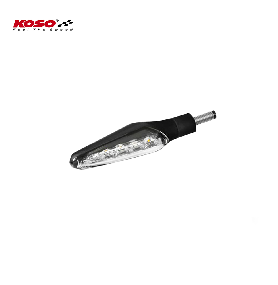 KOSO LED indicator Z4 with running light function, matt black, E-tested, 2 pieces in a set