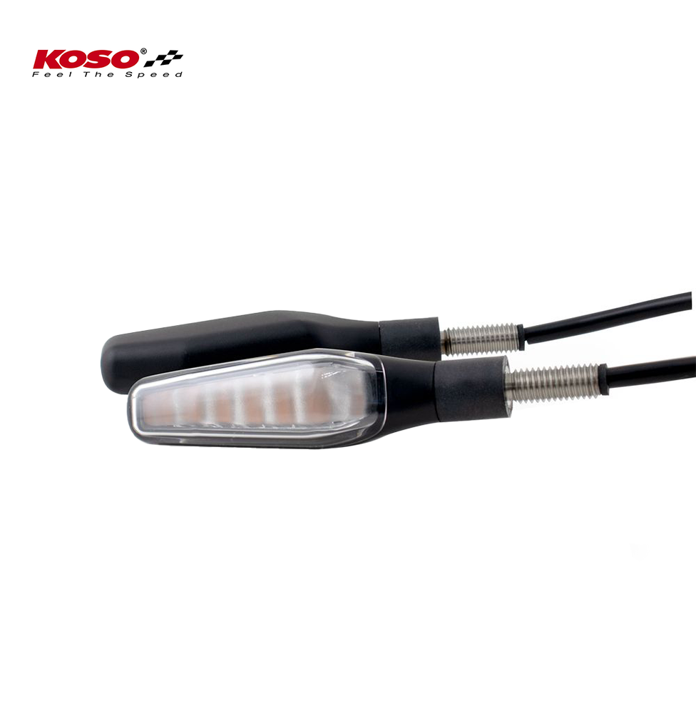 KOSO GW-04 indicators, E-approved, pair (2 pieces) clear glass