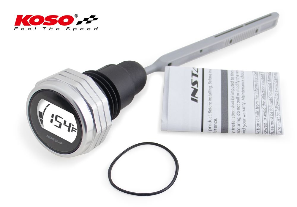 Koso Harley Davidson Oil Dipstick Silver Housing / Positive LCD for 2007-2016 Touring Models