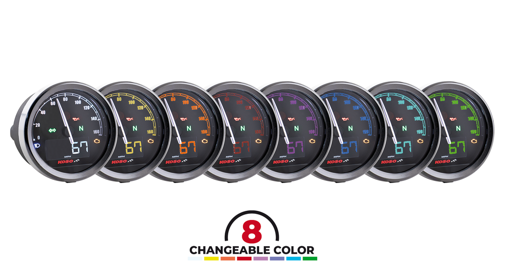 KOSO D60 TNT-05 Tachometer bis 160 km/h , MPH ABE silber Ring