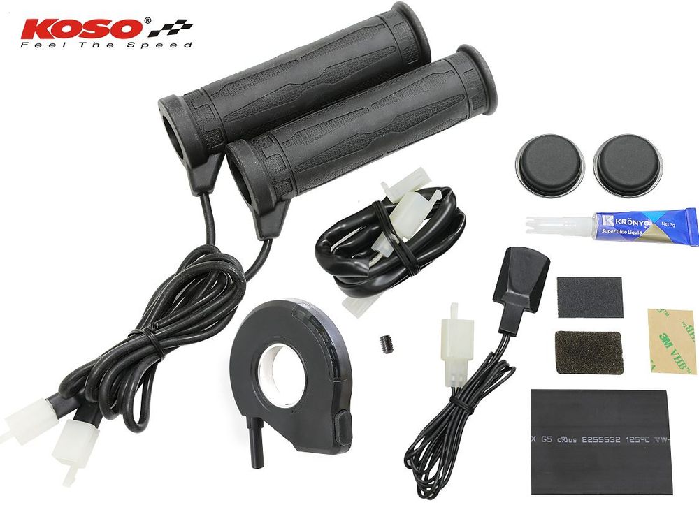 Heated grips 7/8 inch + 7/8 inch L=130mm with thumb heating K Type 5 heating levels