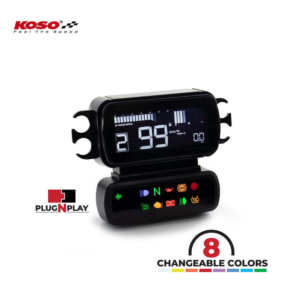 Koso D2 Multifunktions Meter passend für HD ® für 2018-2022 Street bob, 2018+ Breakout, 2022+ Low Rider ST & 2022+ Softail Standard