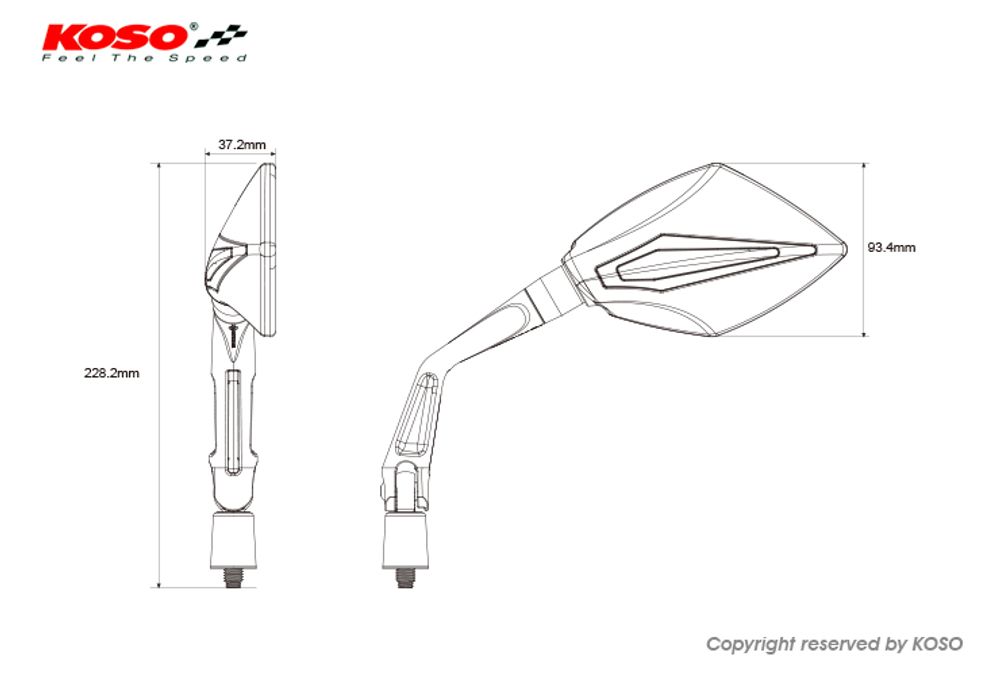 BLADE Style Spiegel (rechte Seite) mit integriertem Blinker