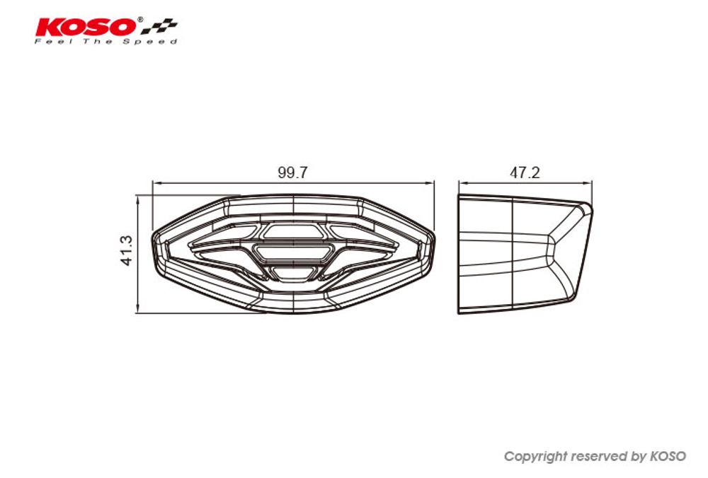 KOSO LED taillight GT-04 (smoke glass) E-tested