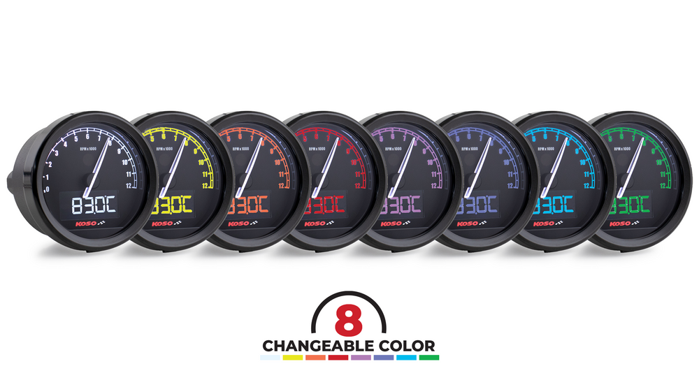 KOSO D60 TNT-05 Tachometer -12000 RPM universal, black ring