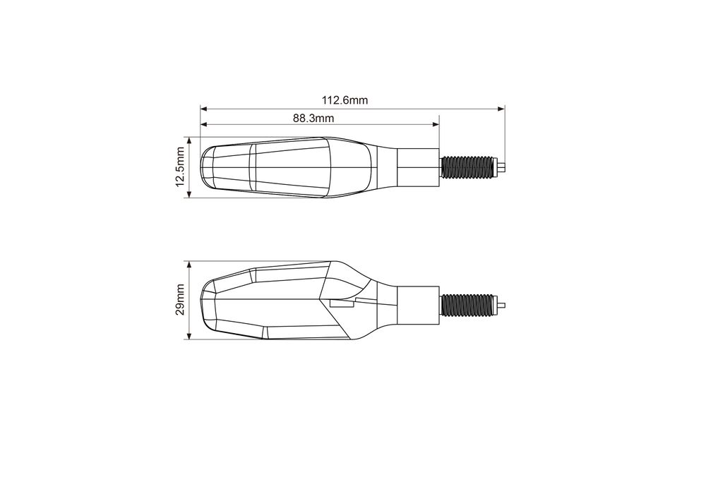 KOSO GW-04 indicators, E-approved, pair (2 pieces) tinted glass 