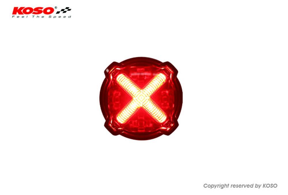 LED taillight with brake light function, GT-02 red glass E-tested 