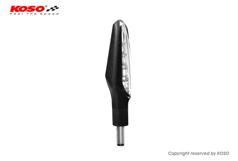 KOSO LED indicator Z4 with running light function, matt black, E-tested, 2 pieces in a set