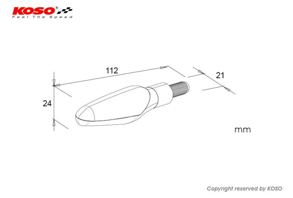 KOSO LED indicator Z4 with running light function, matt black, E-tested, 2 pieces in a set