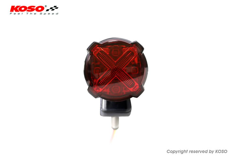 LED taillight with brake light function, GT-02S red glass E-tested with holder 