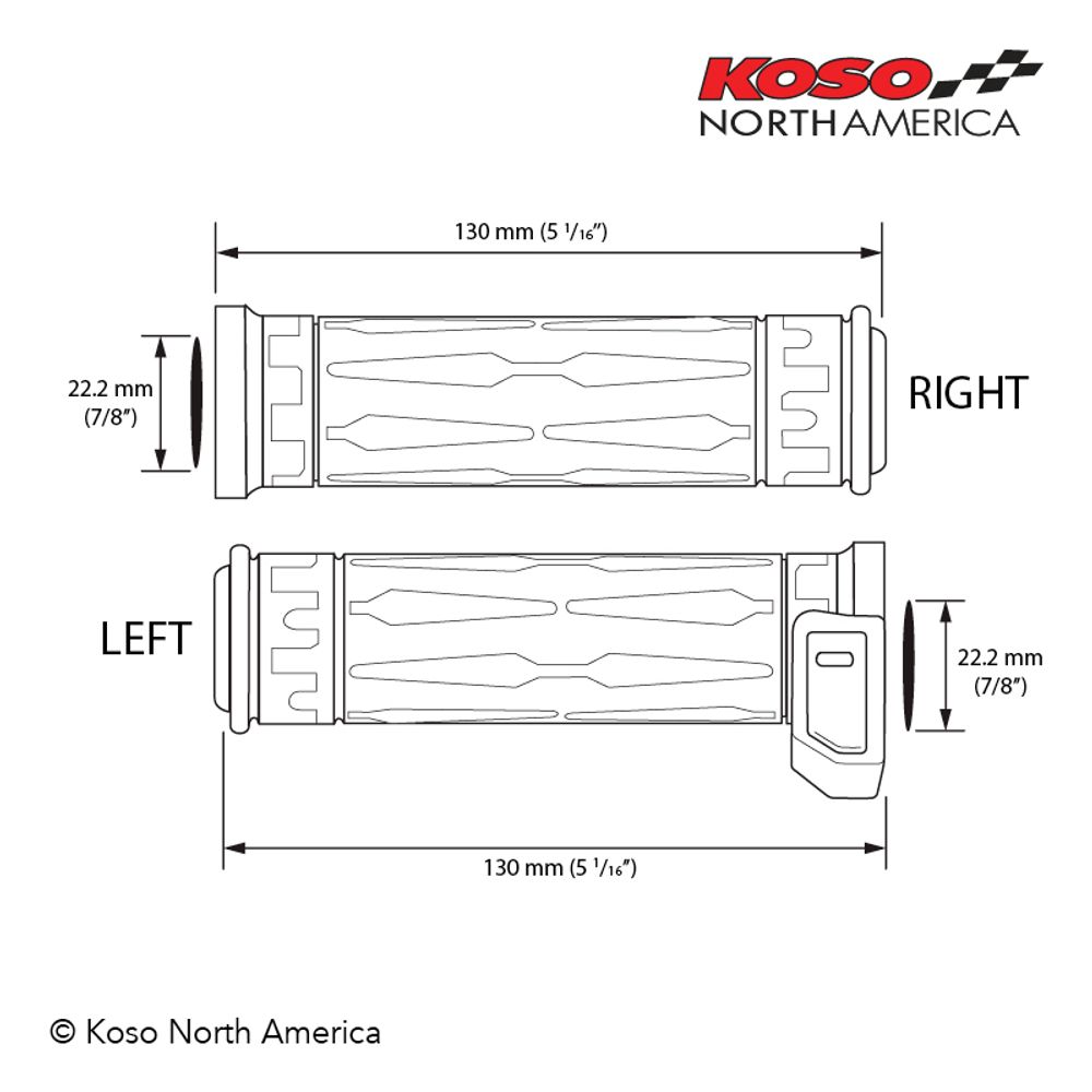 Apollo heated grips for ATV/snowmobiles for 7/8 inch + 7/8 inch handlebar length 130mm with thumb heating