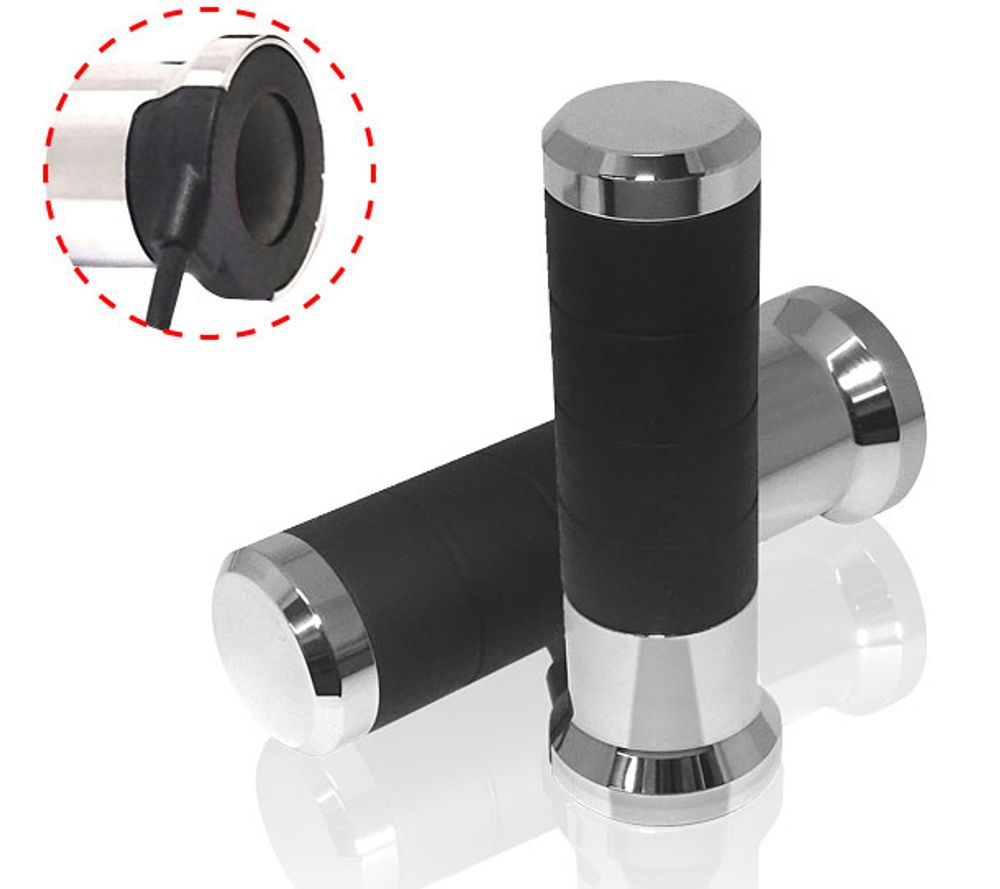 Titan Heizgriffe 7/8 Zoll + 1 Zoll L=120mm mit externem Switch - chrom