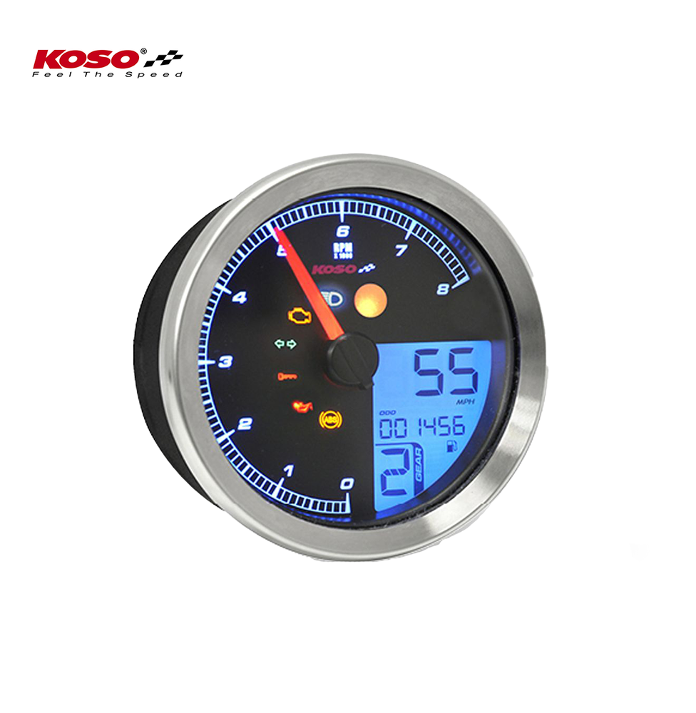 KOSO Drehzahlmesser / Tachometer passend fuer Yamaha XV950/Bolt / Yamaha SCR950 mit Chrom Ring, Plug and Play mit ABE/KBA