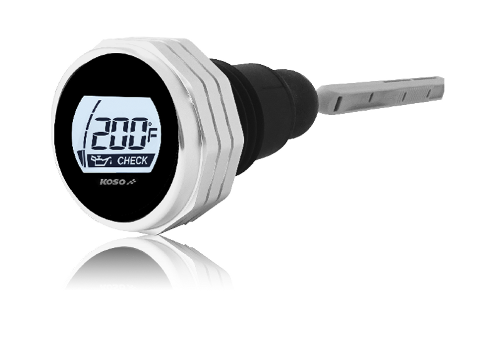Koso Harley Davidson Oil Dipstick Silver Housing / Positive LCD for 2007-2016 Touring Models 