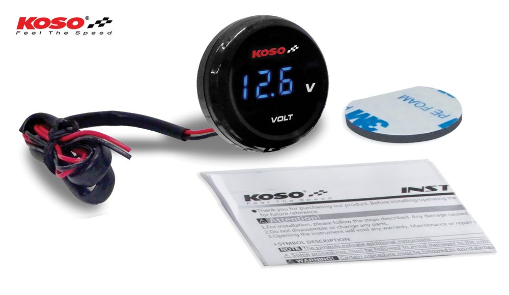 Koso Coin Voltmeter blue display 
