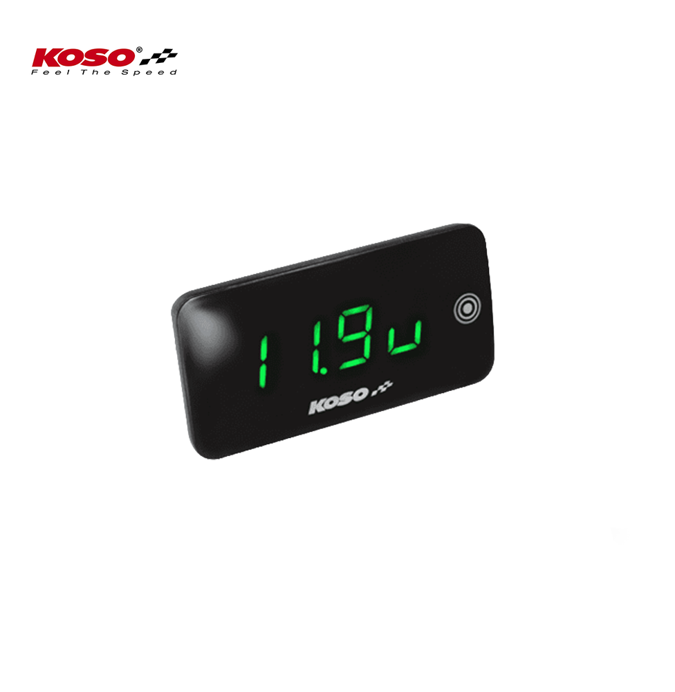 Slim Line New Generation Voltmeter + Thermometer Grün