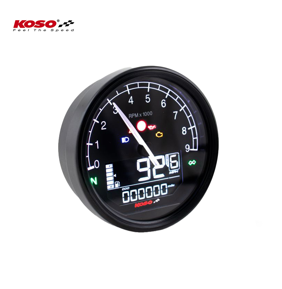 KOSO D80 passend für Harley Davidson® TNT-05 Tachometer / Drehzahlmesser Km/h, MPH ABE, schwarzer Ring