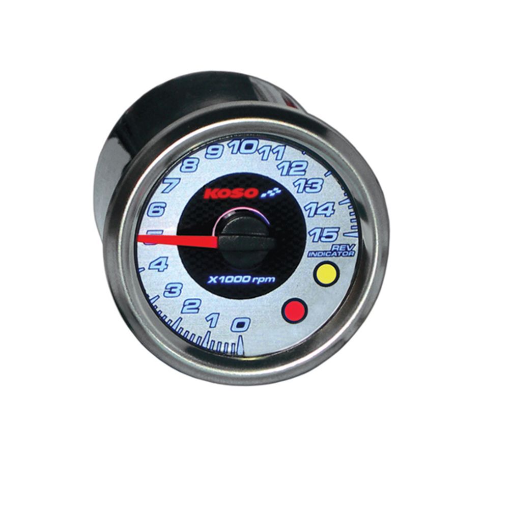 Instructions tachometer Koso chrome style, display chrome, blue illuminated, display 0~15,000 RPM