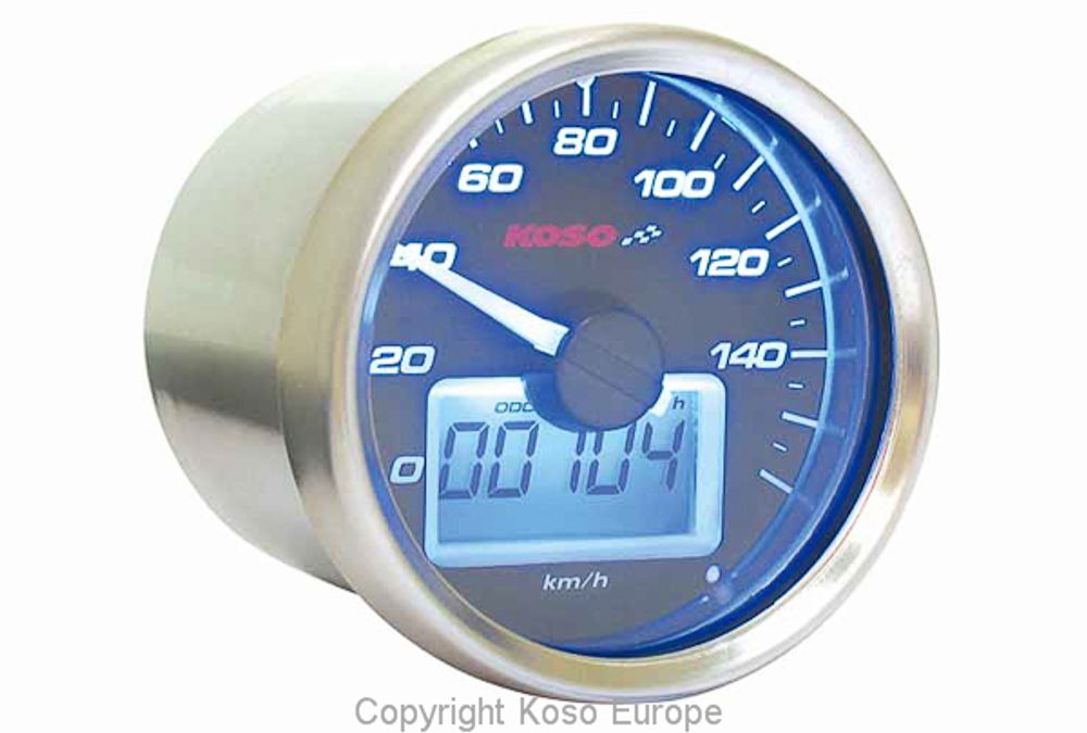 RF D55 GP Style Tachometer (max 160 kmh, schwarz, blau beleuchtet), mit ABE